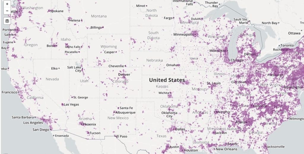 U.S. Map of DOCSIS (Cable) Coverage