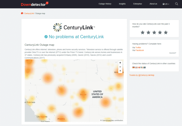 century link internet outage downdetector