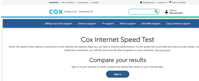 cox download speed test