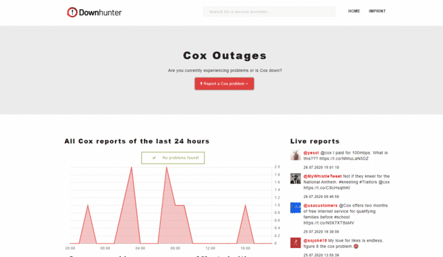 cox internet outage downhunter