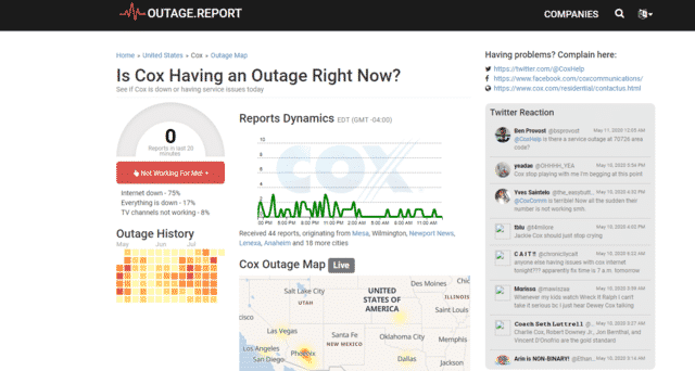 cox internet outage outage.report