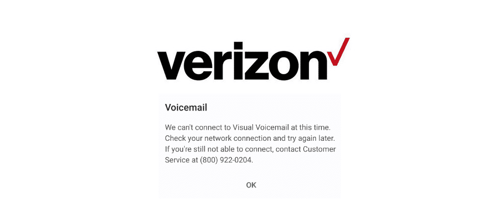 can't connect to visual voicemail verizon