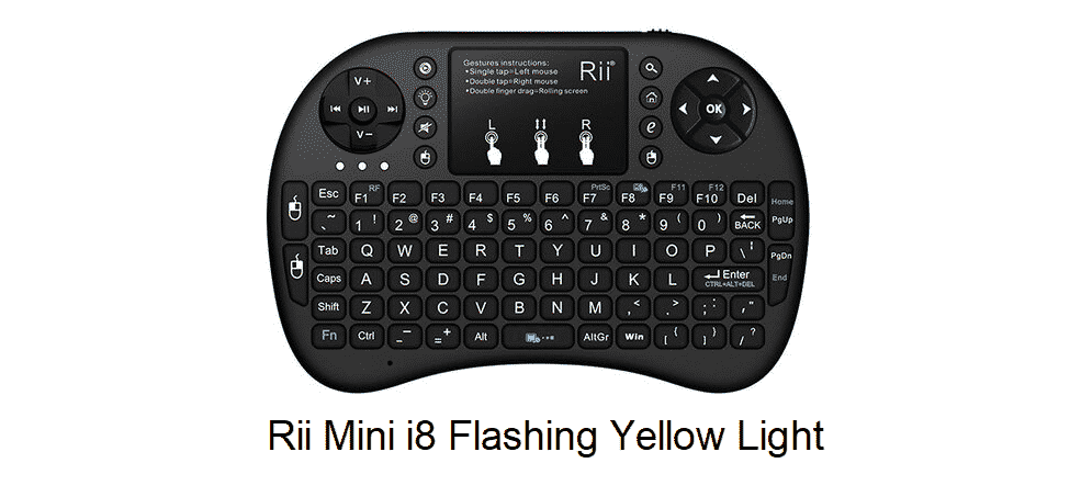 rii mini i8 orange light flashing