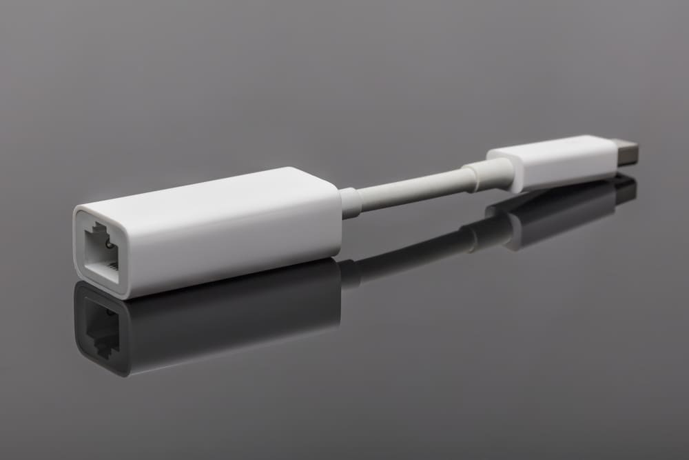 connect an ethernet cable with thunderbolt ethernet adapter for mac