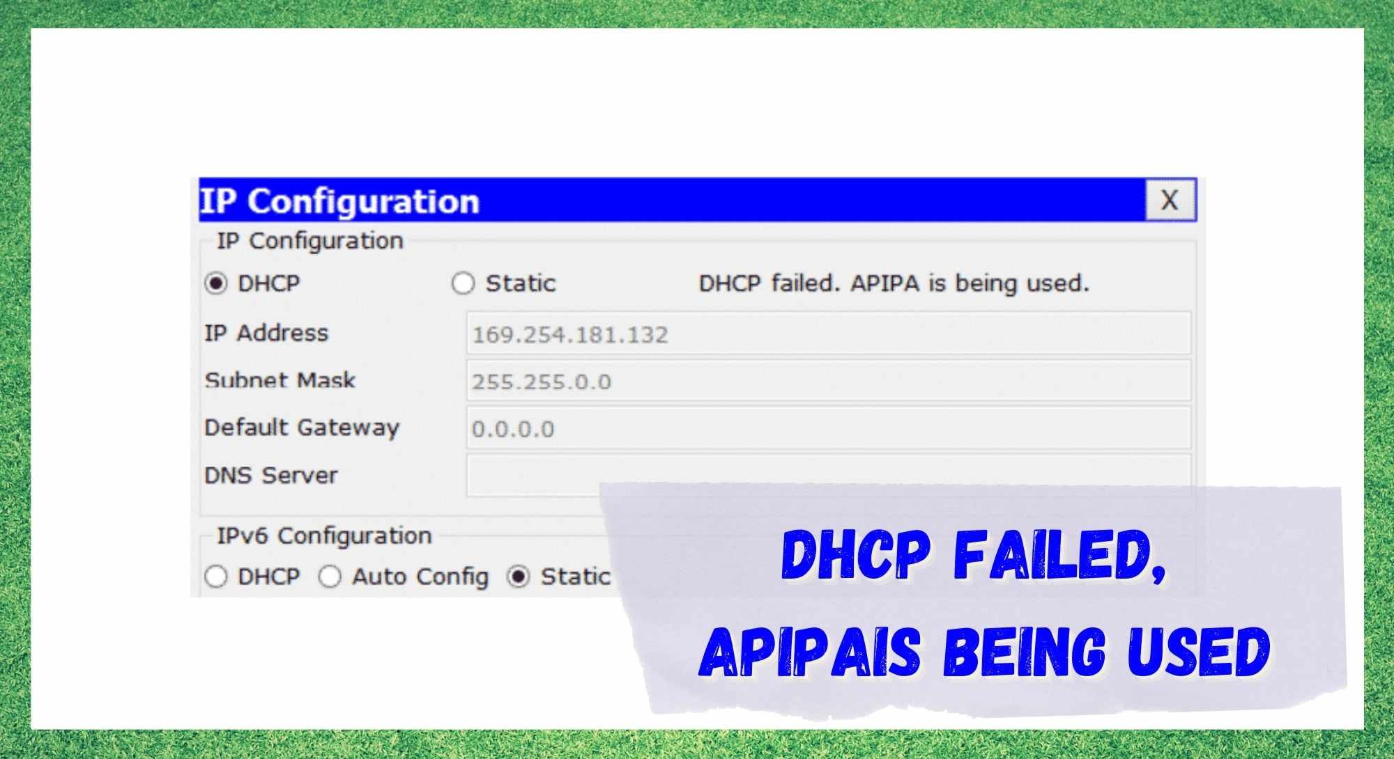 dhcp failed apipa is being used
