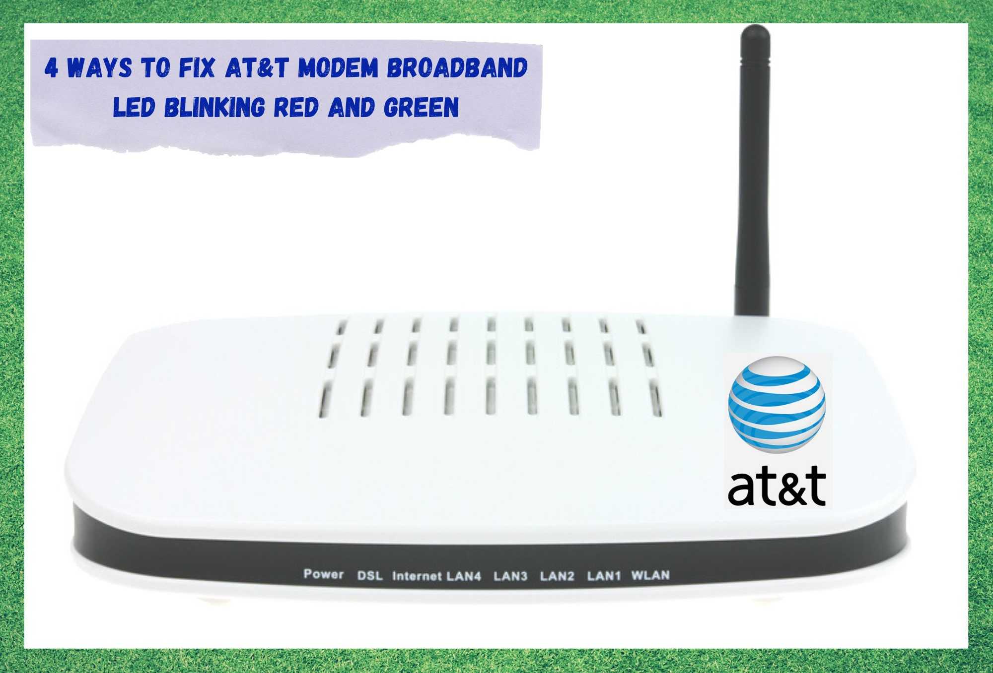 att modem broadband light blinking red and green